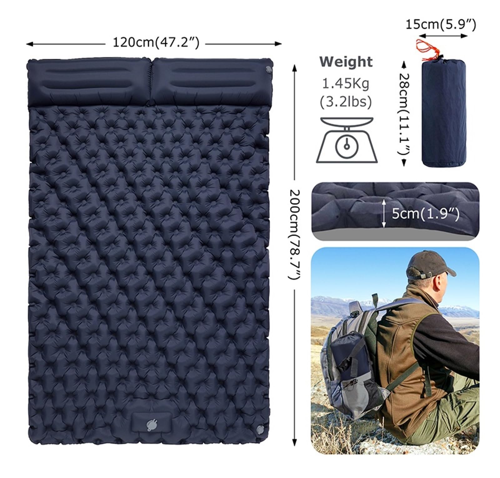 Amazon.co.jp: キャンプマット キャンプダブルインフレータブル